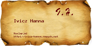 Ivicz Hanna névjegykártya